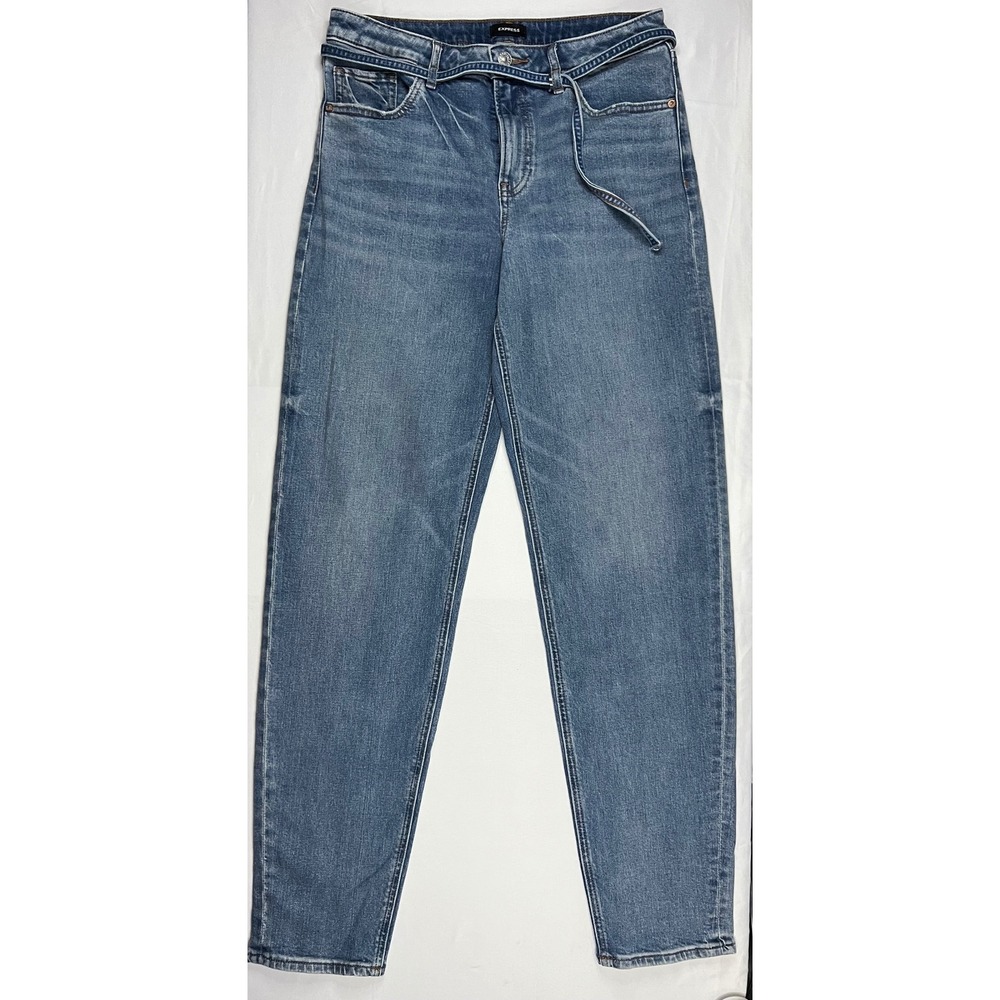 Express Relaxed Tapered Mid Rise Jeans Medium Wash Denim Belted 4R 006711639